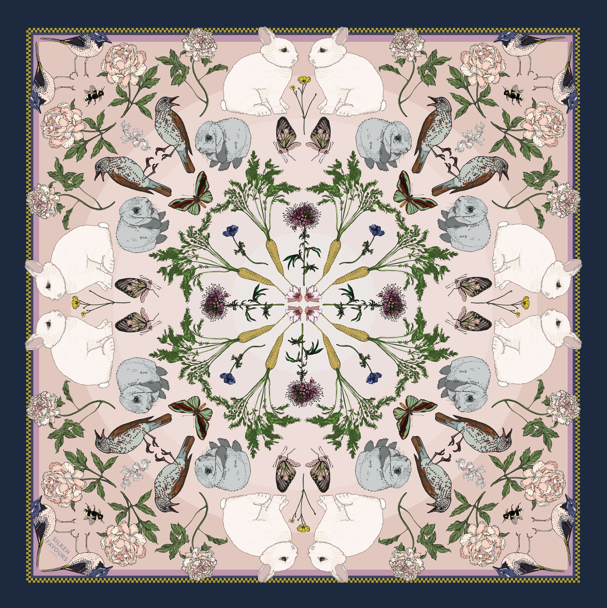 Cream Bird Silky Scarf   A Rare Bird red cream scarf – Felecia Bella main image 2