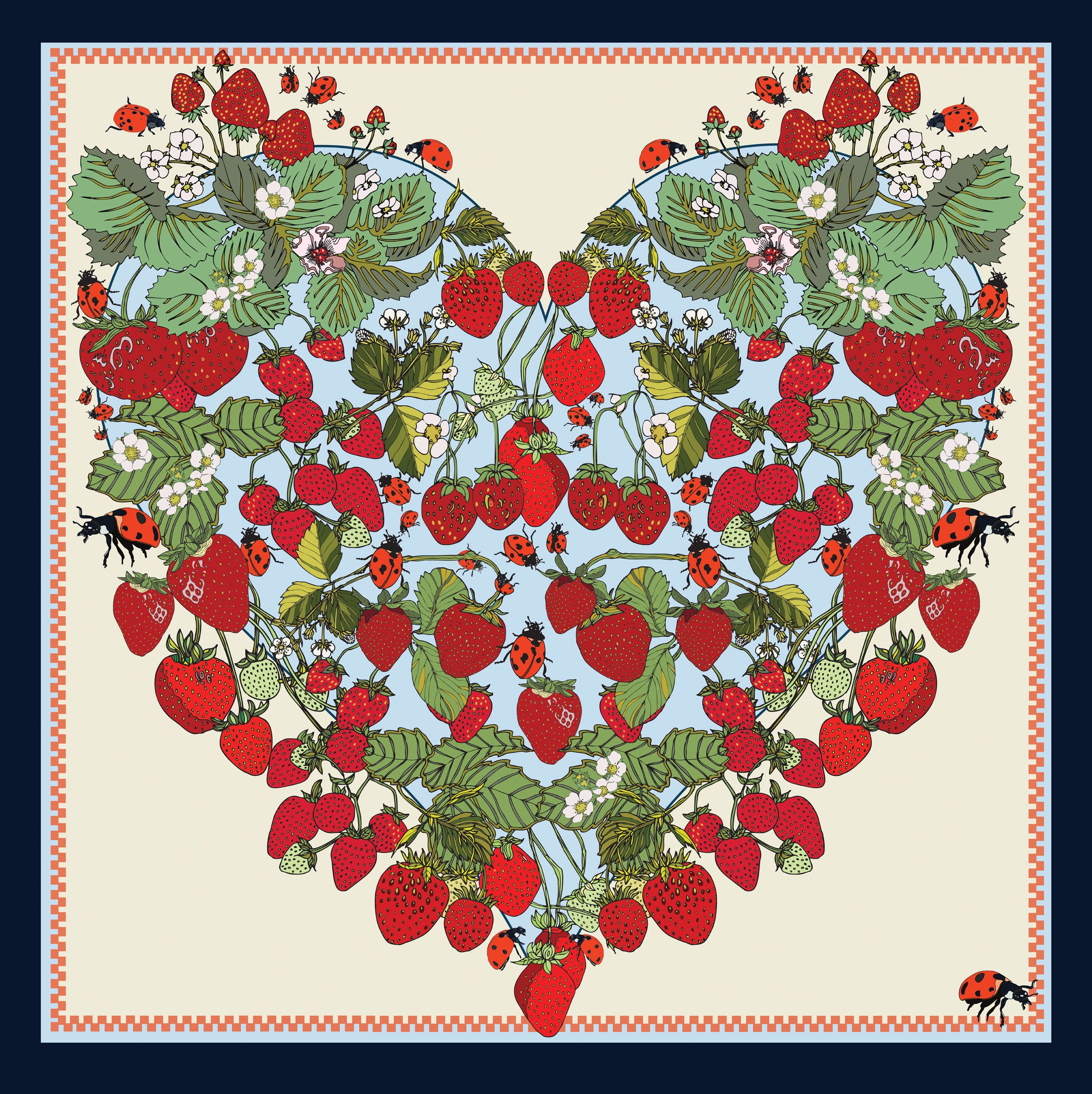 Succulent Strawberries Silk Scarf 90x90cm – silkenfavours