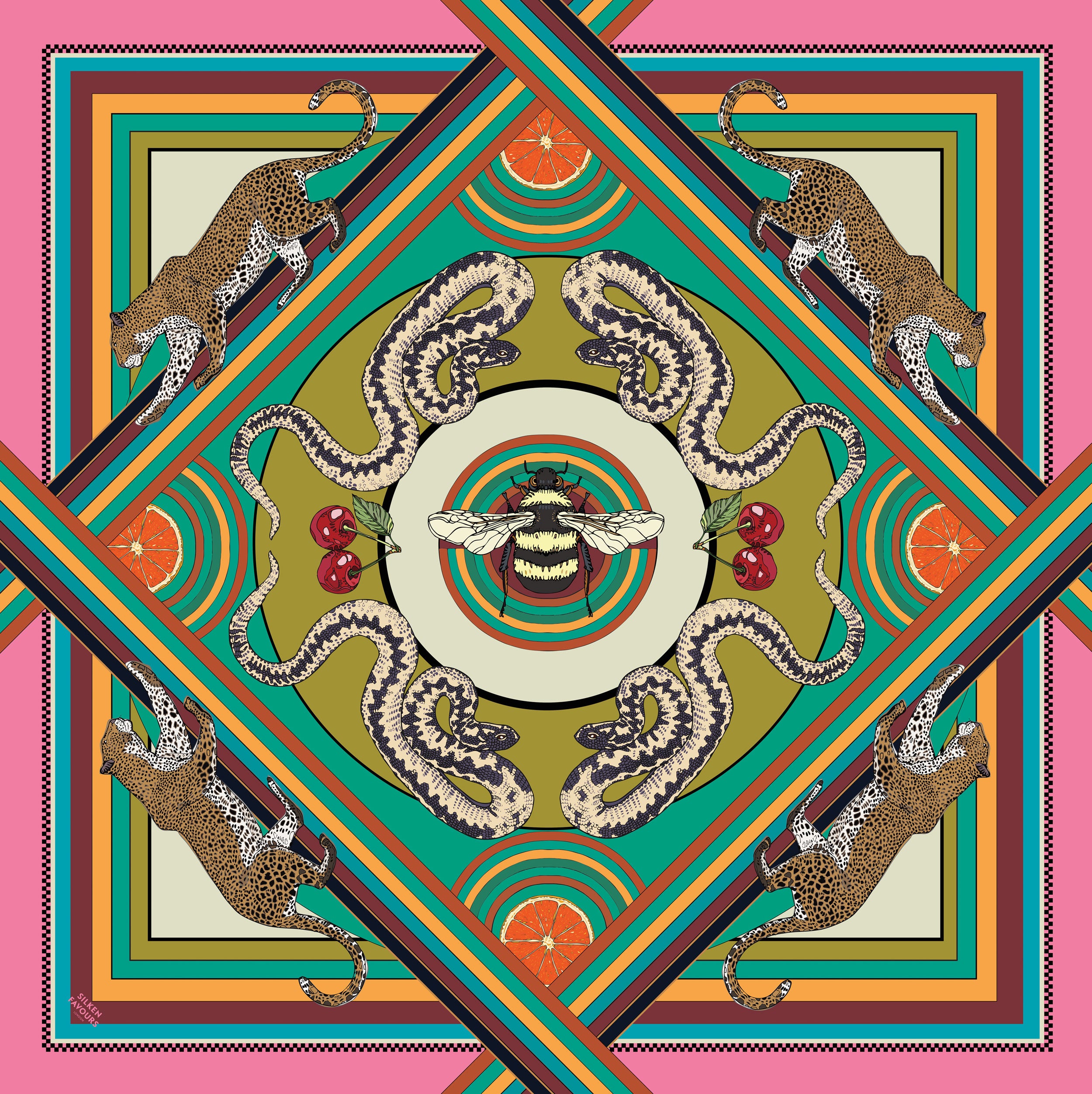 Trippy town silk handkerchief - Pre order – silkenfavours