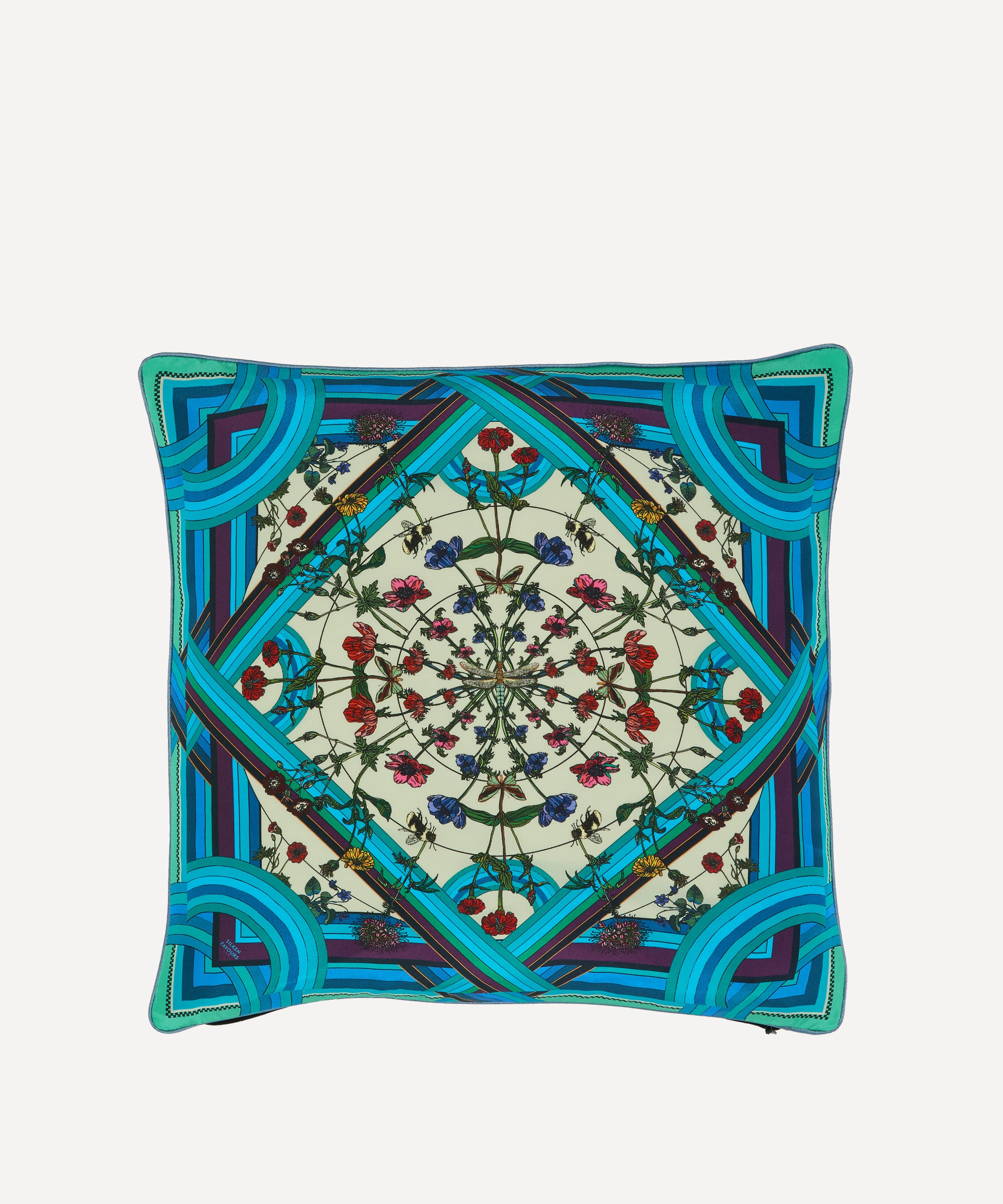 Freaky floral blue large silk cushion - Pre order – silkenfavours